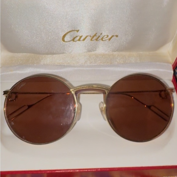 Cartier Gold Frame Sunglasses with Brown Lenses